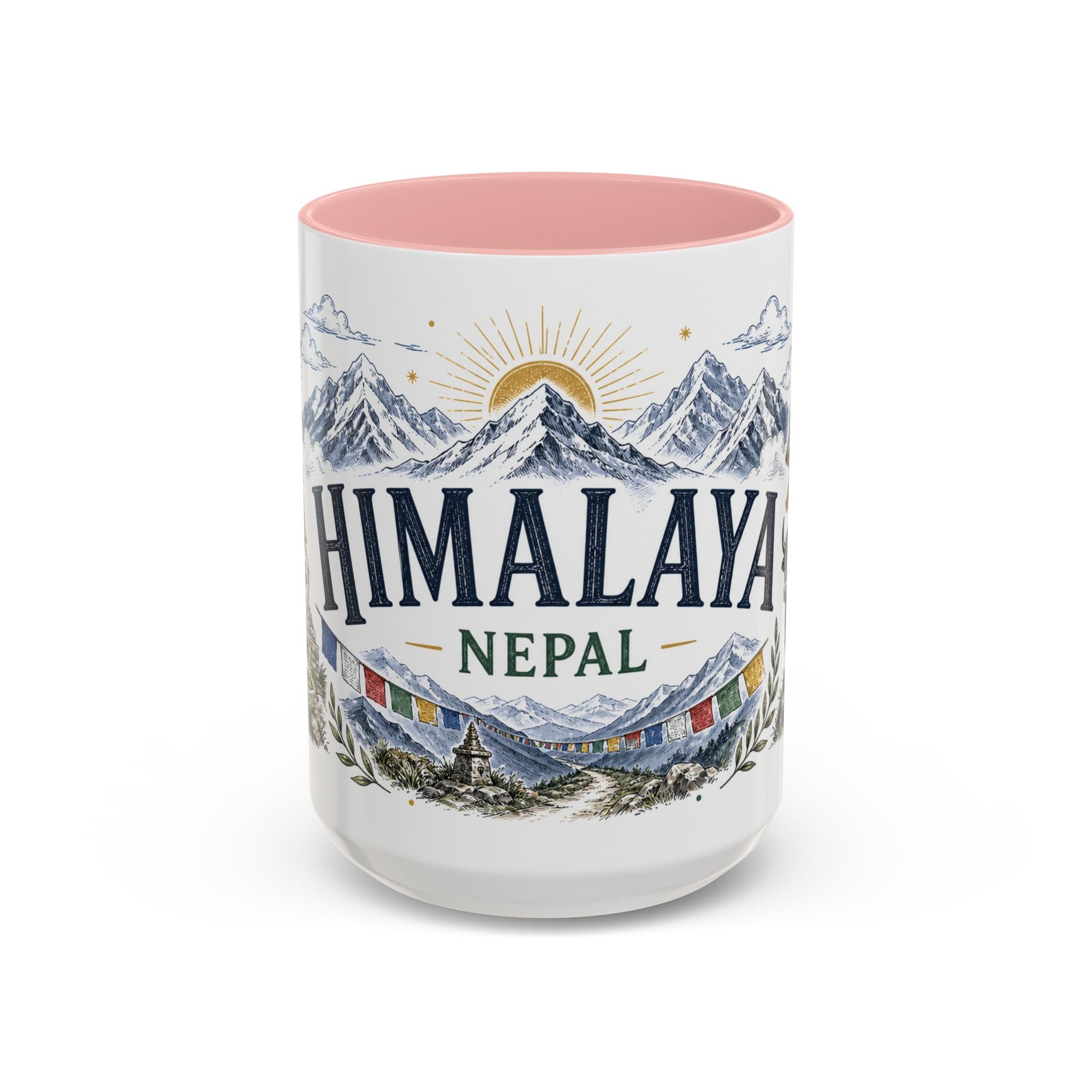 Himalaya Coffee Mug | Travel Destination Souvenir Gift | Accent Color Ceramic 11oz 15oz