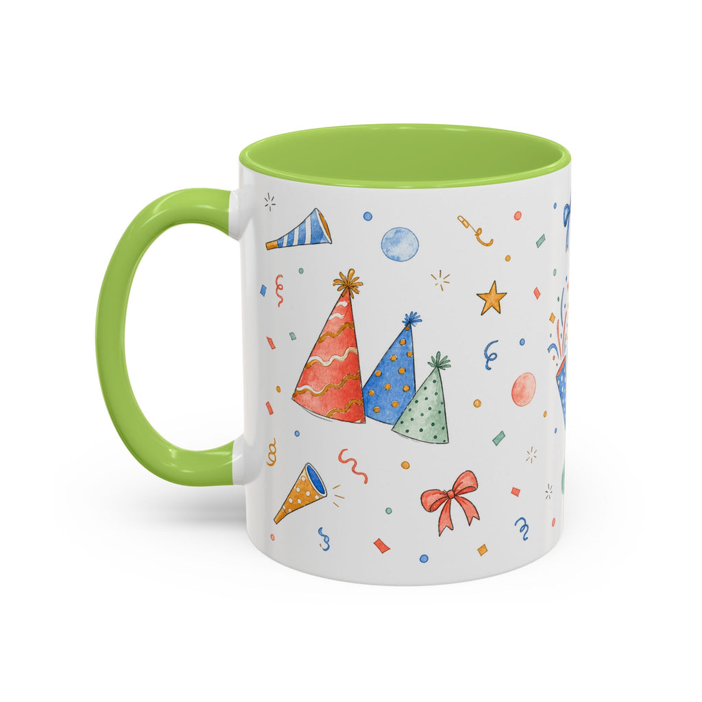 New Year Confetti Mug | Party Popper Watercolor Celebration Gift | Accent Cup 11oz 15oz