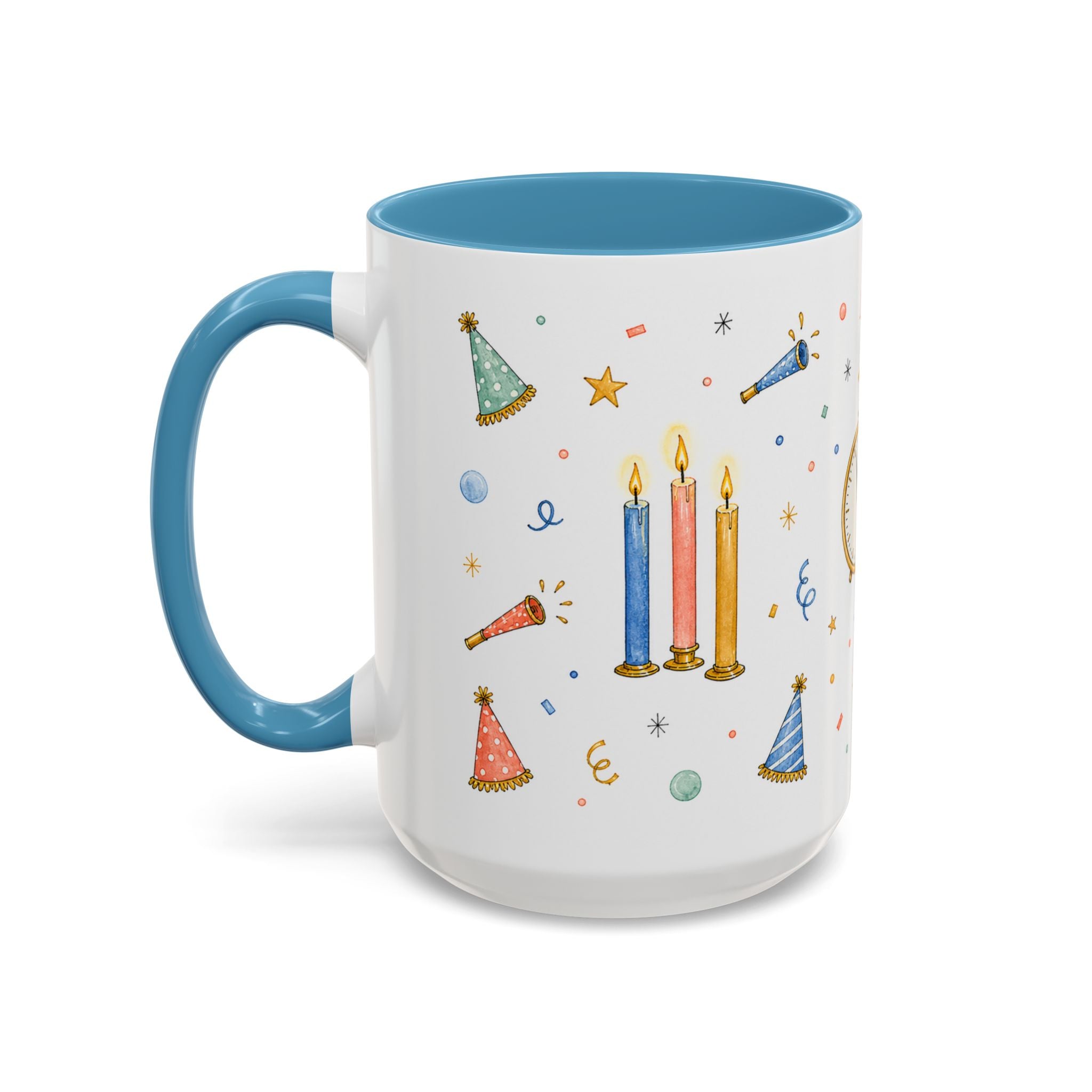 New Year Midnight Mug | Candle Firework Watercolor Party Gift | Accent Cup 11oz 15oz