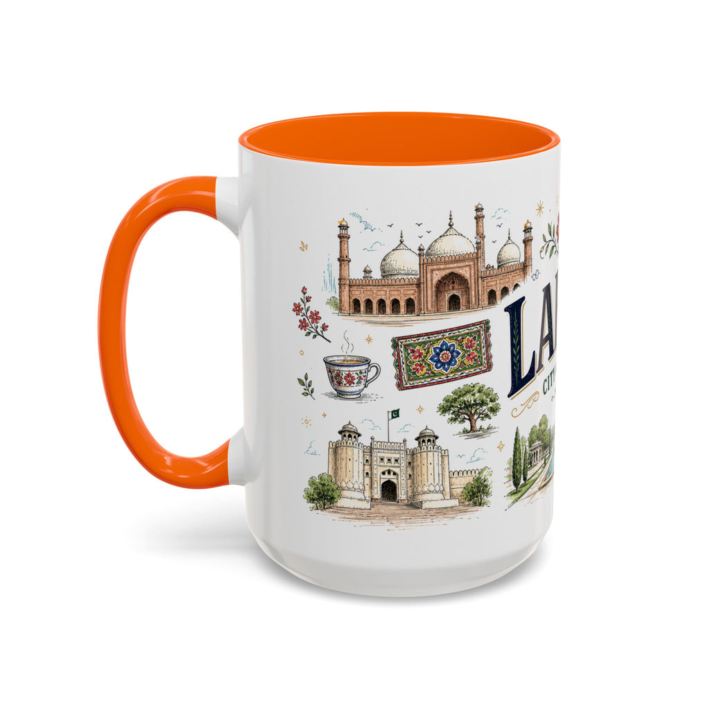 Lahore Coffee Mug | Pakistan Souvenir Travel Gift | Accent Color Ceramic 11oz 15oz