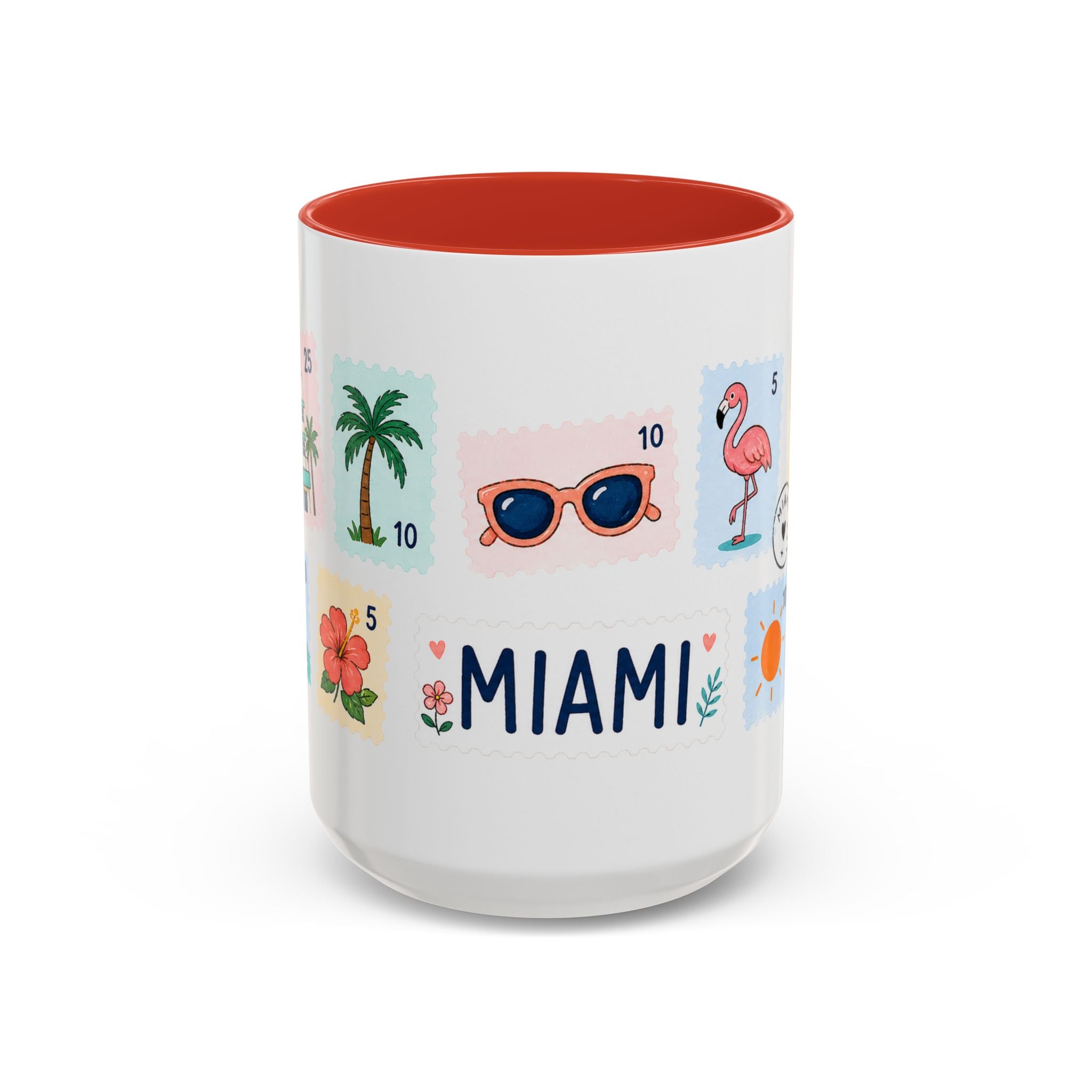 Miami Coffee Mug | Postage Stamp Collage Mug | Travel Souvenir Accent Cup 11oz 15oz