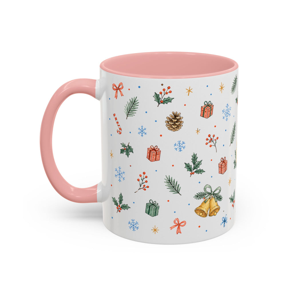 Christmas Candle Mug | Holly Wreath Watercolor Holiday Gift | Accent Cup 11oz 15oz