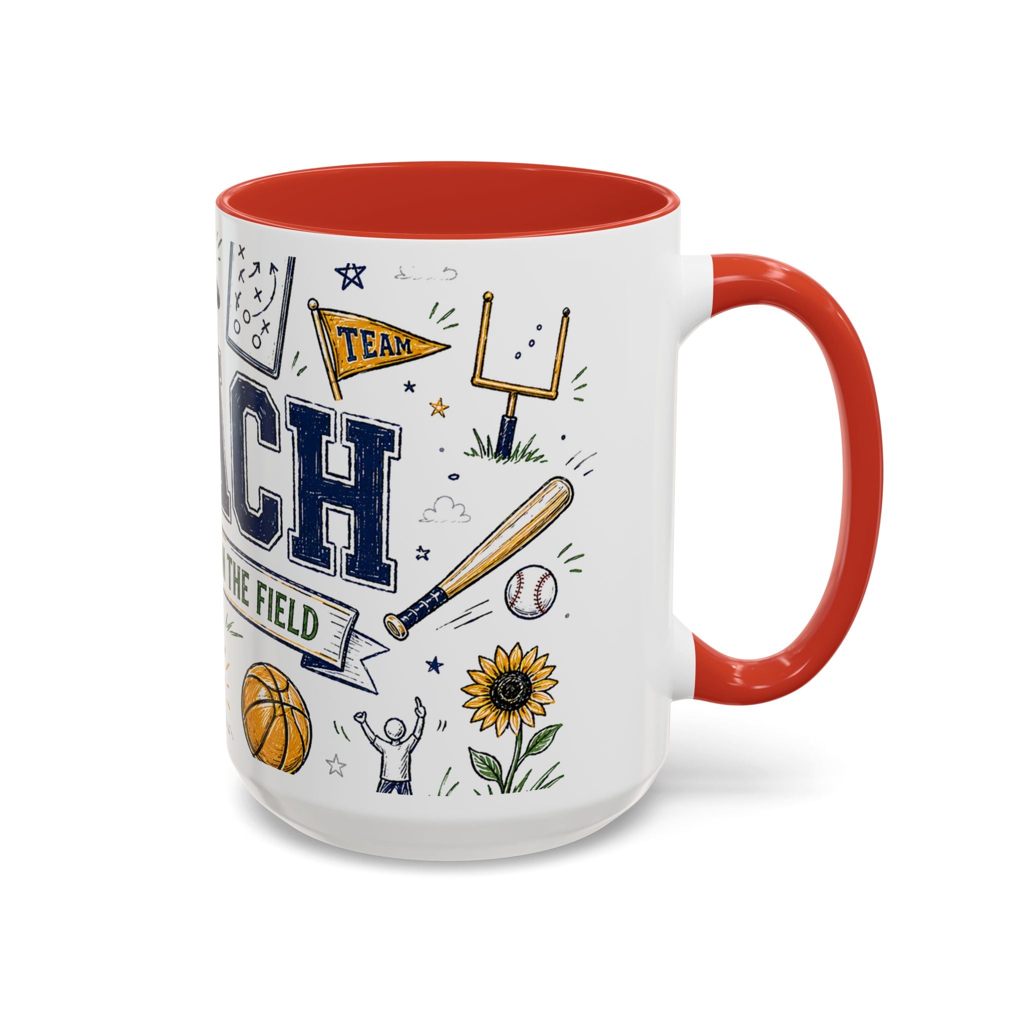 Coach Best Dad On The Field Coffee Mug | Father's Day Gift for Dad | Accent Color Ceramic 11oz 15oz