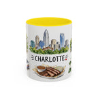 Charlotte Illustrated Travel Mug | City Souvenir Accent Coffee Mug | 11oz 15oz Ceramic Cup