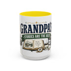 Grandpa's Stories Are The Best Coffee Mug | Gift From Grandkids | Accent Color Ceramic 11oz 15oz