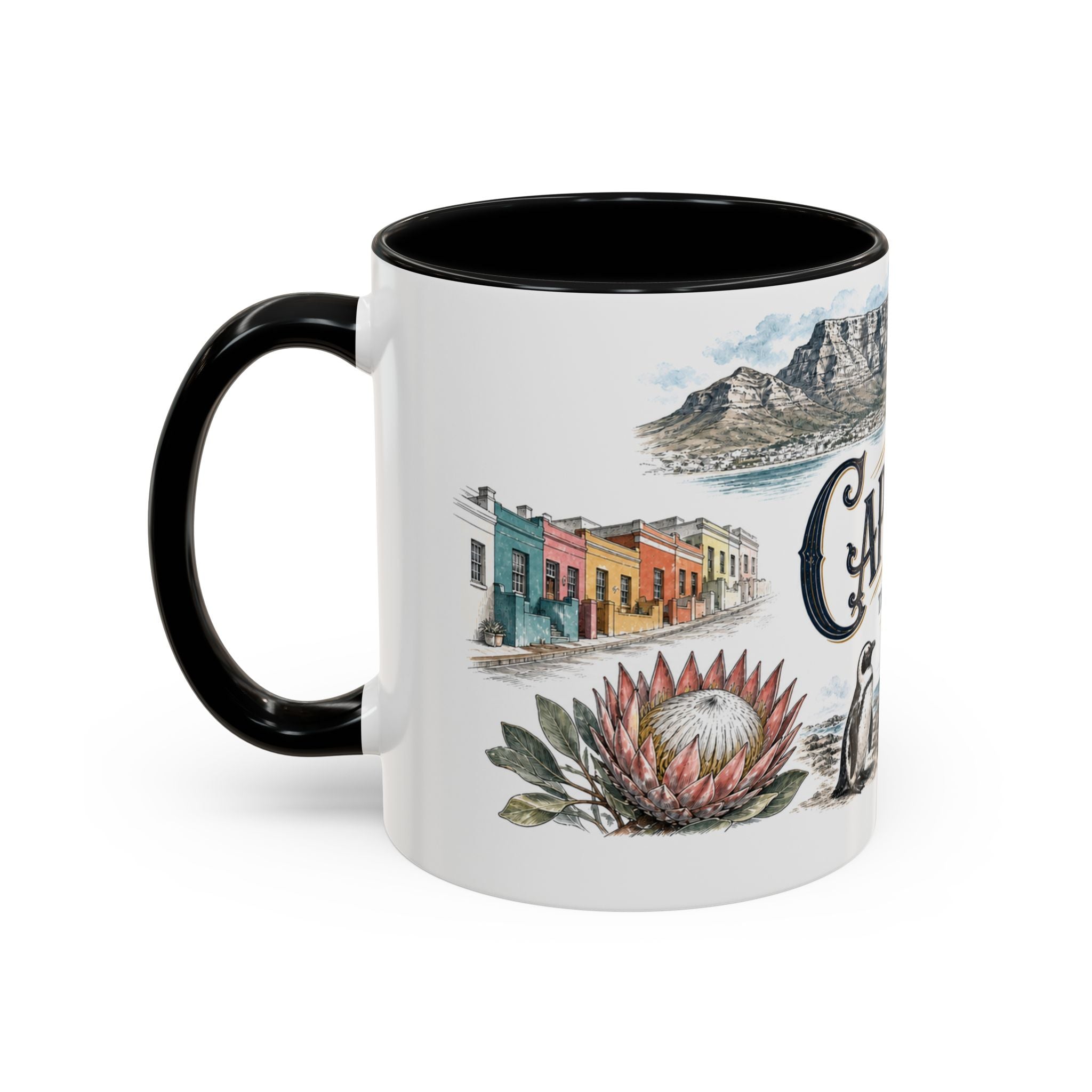 Cape Town Coffee Mug | South Africa Travel Souvenir | Vintage Illustrated City Gift | 11 oz 15 oz Accent Mug