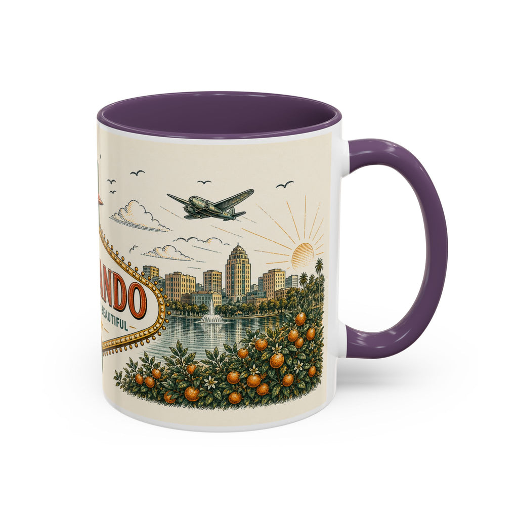 Orlando Coffee Mug | United States Travel Souvenir | Vintage Illustrated City Gift | 11 oz 15 oz Accent Mug