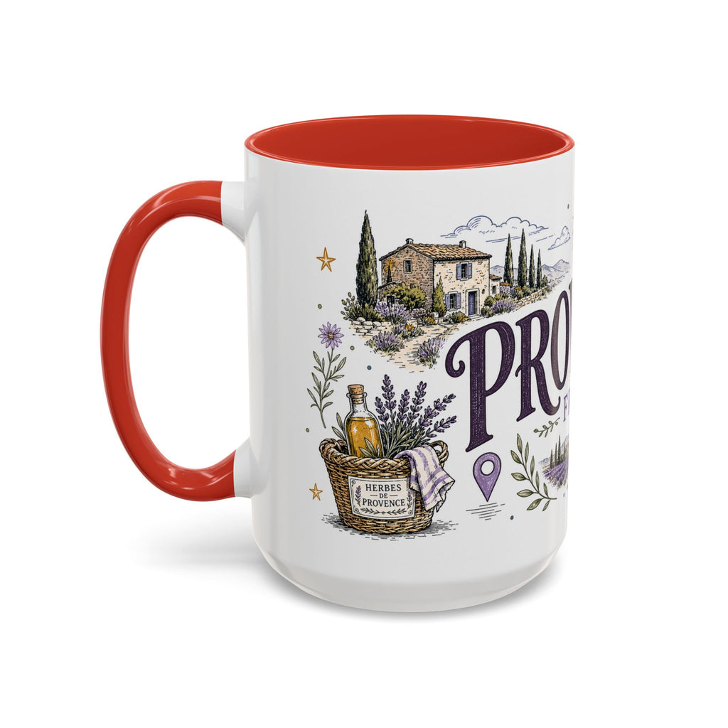 Provence Coffee Mug | Travel Destination Souvenir Gift | Accent Color Ceramic 11oz 15oz