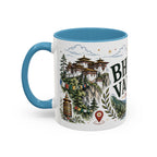 Bhutan Valleys Coffee Mug | Travel Destination Souvenir Gift | Accent Color Ceramic 11oz 15oz