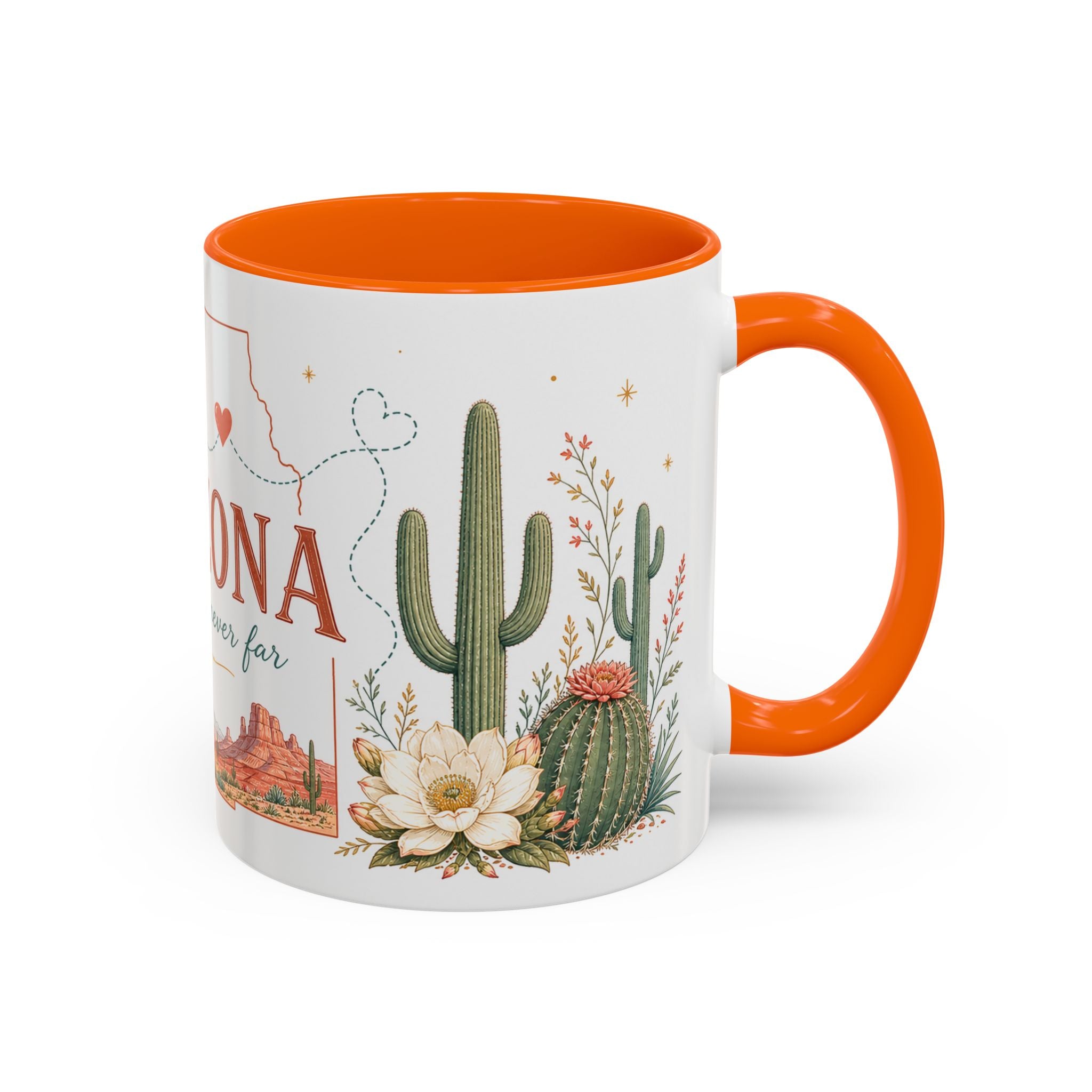 Arizona State Map Mug | Desert Landscape, Botanical Accents, Homesick Gift