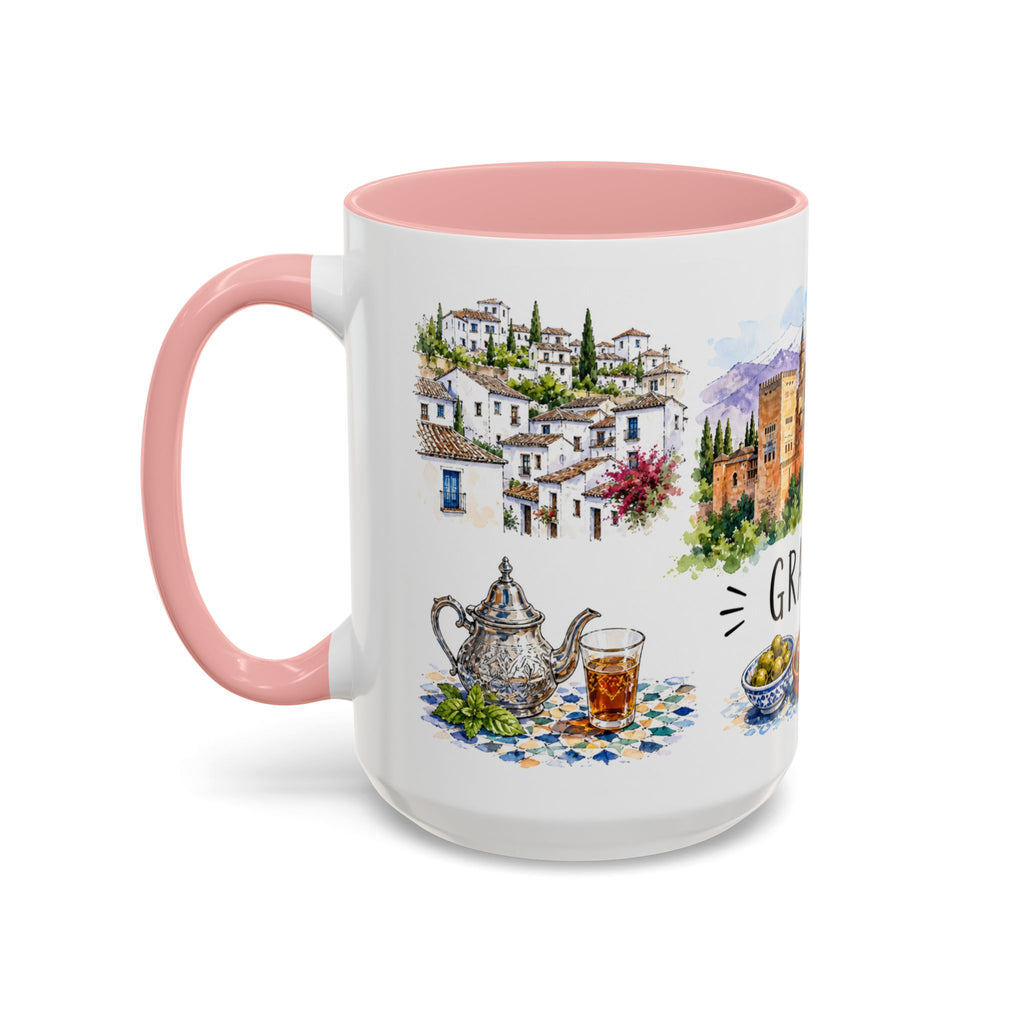 Granada Illustrated Travel Mug | City Souvenir Accent Coffee Mug | 11oz 15oz Ceramic Cup