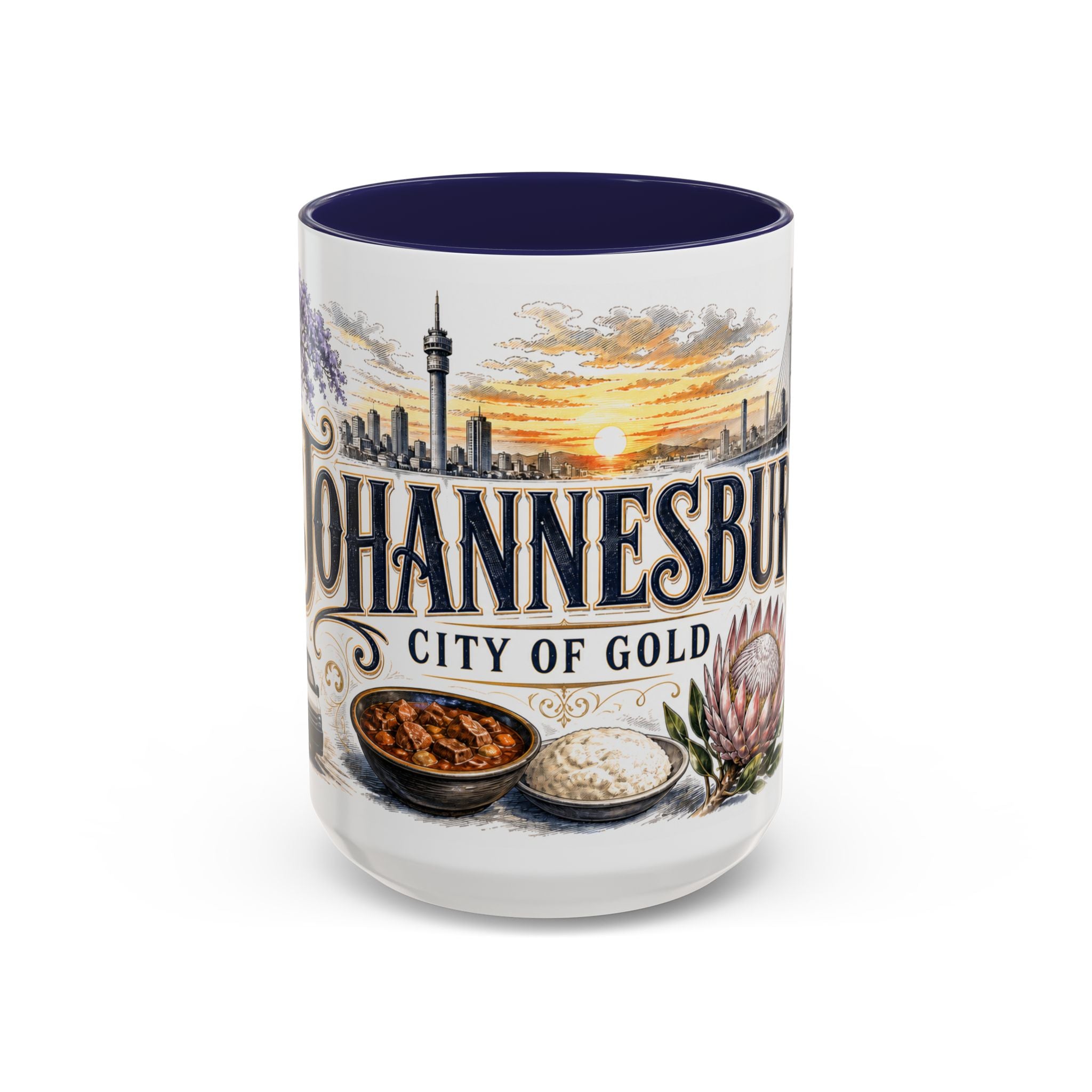 Johannesburg Coffee Mug | South Africa Travel Souvenir | Vintage Illustrated City Gift | 11 oz 15 oz Accent Mug