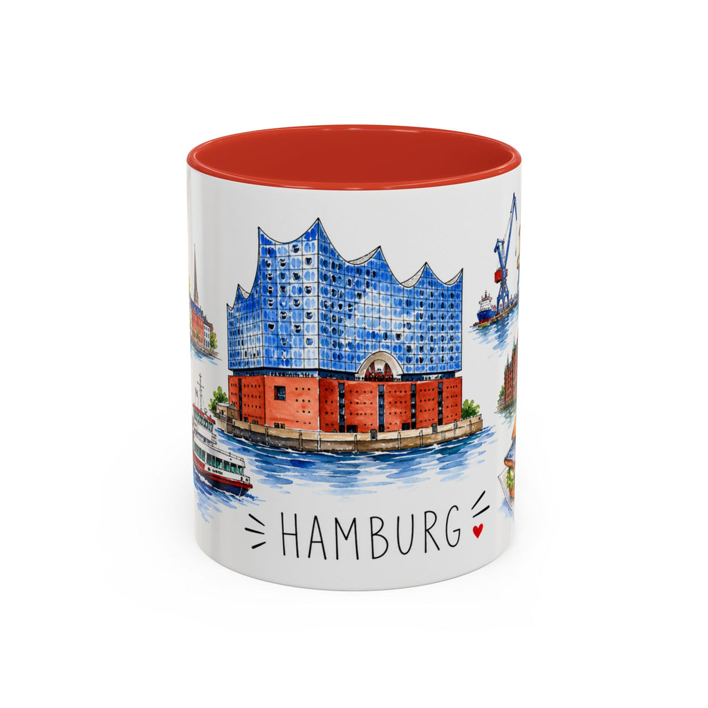 Hamburg Illustrated Travel Mug | City Souvenir Accent Coffee Mug | 11oz 15oz Ceramic Cup