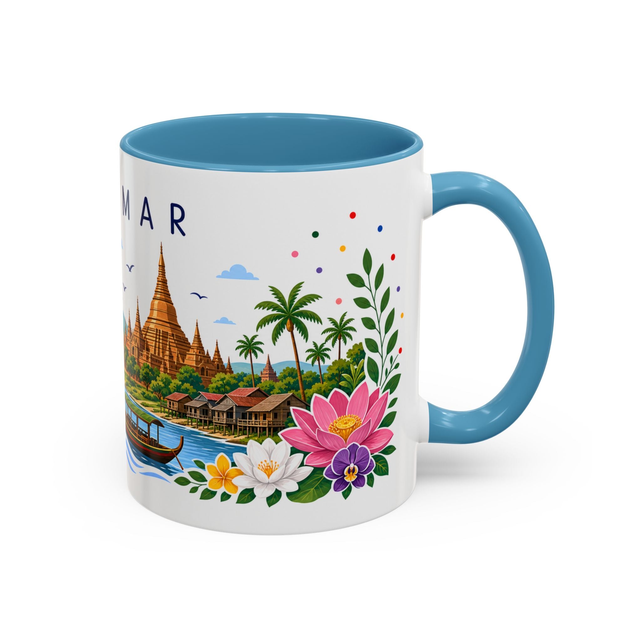 Myanmar Coffee Mug | Travel Souvenir Accent Mug | Place Gift Ceramic Cup 11oz 15oz