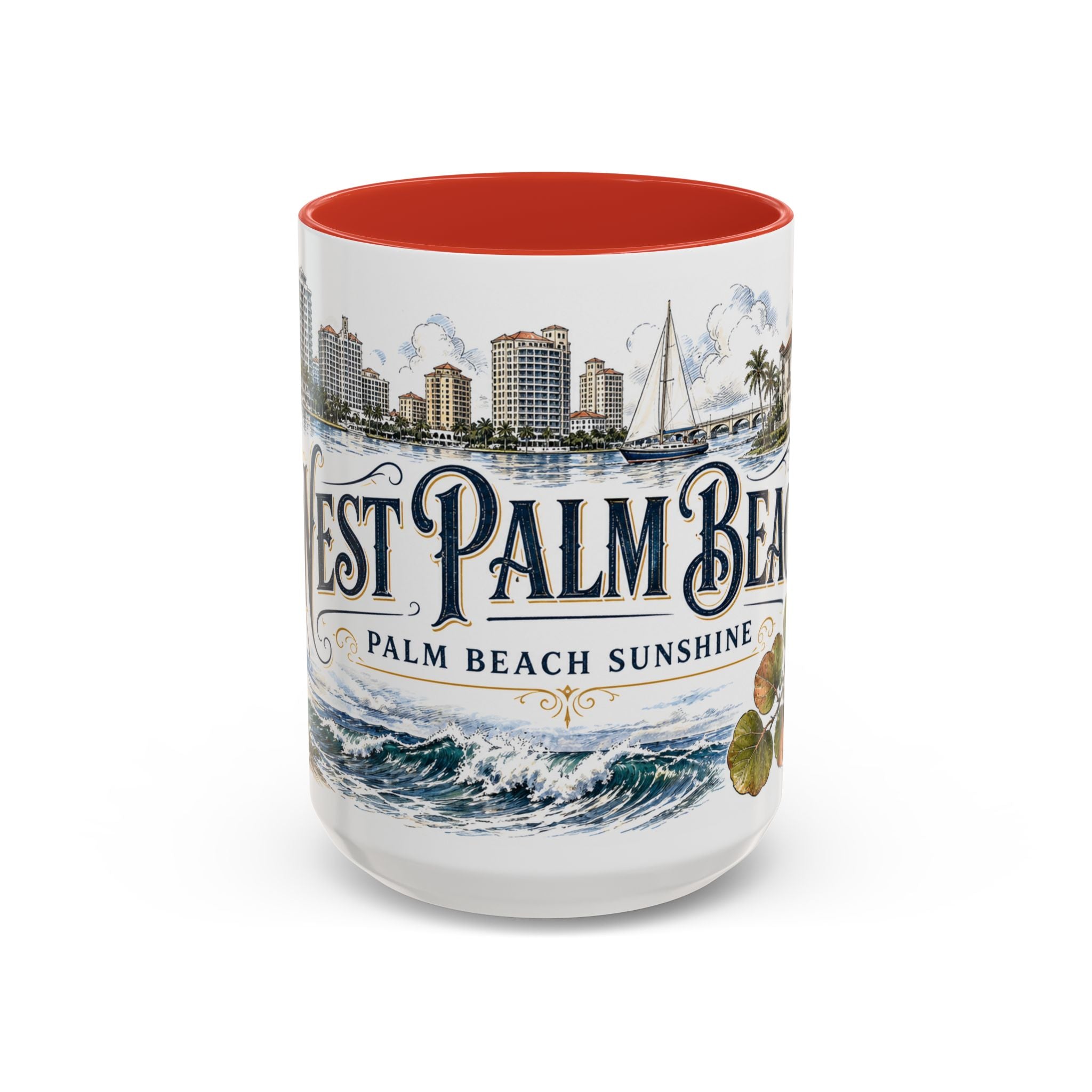 West Palm Beach Coffee Mug | United States Travel Souvenir | Vintage Illustrated City Gift | 11 oz 15 oz Accent Mug