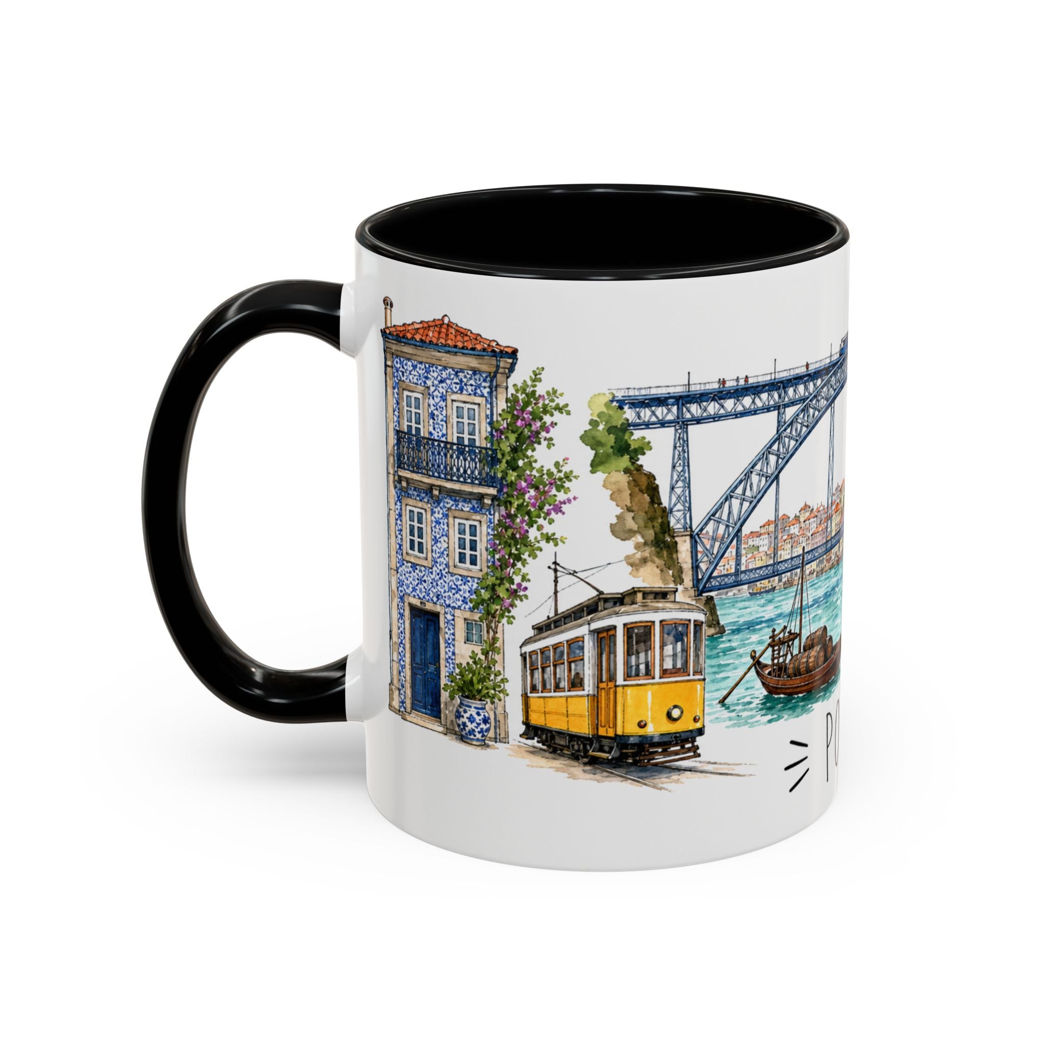 Porto Illustrated Travel Mug | City Souvenir Accent Coffee Mug | 11oz 15oz Ceramic Cup