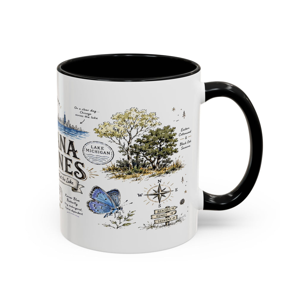 Indiana Dunes National Park Coffee Mug | Indiana Lake Michigan Beach Gift | Accent Color Ceramic 11oz 15oz