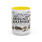 Mount Rainier Coffee Mug | National Park Hiking Washington Gift | Accent Color Ceramic 11oz 15oz