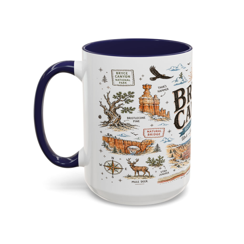 Bryce Canyon Coffee Mug | National Park Hiking Utah Gift | Accent Color Ceramic 11oz 15oz