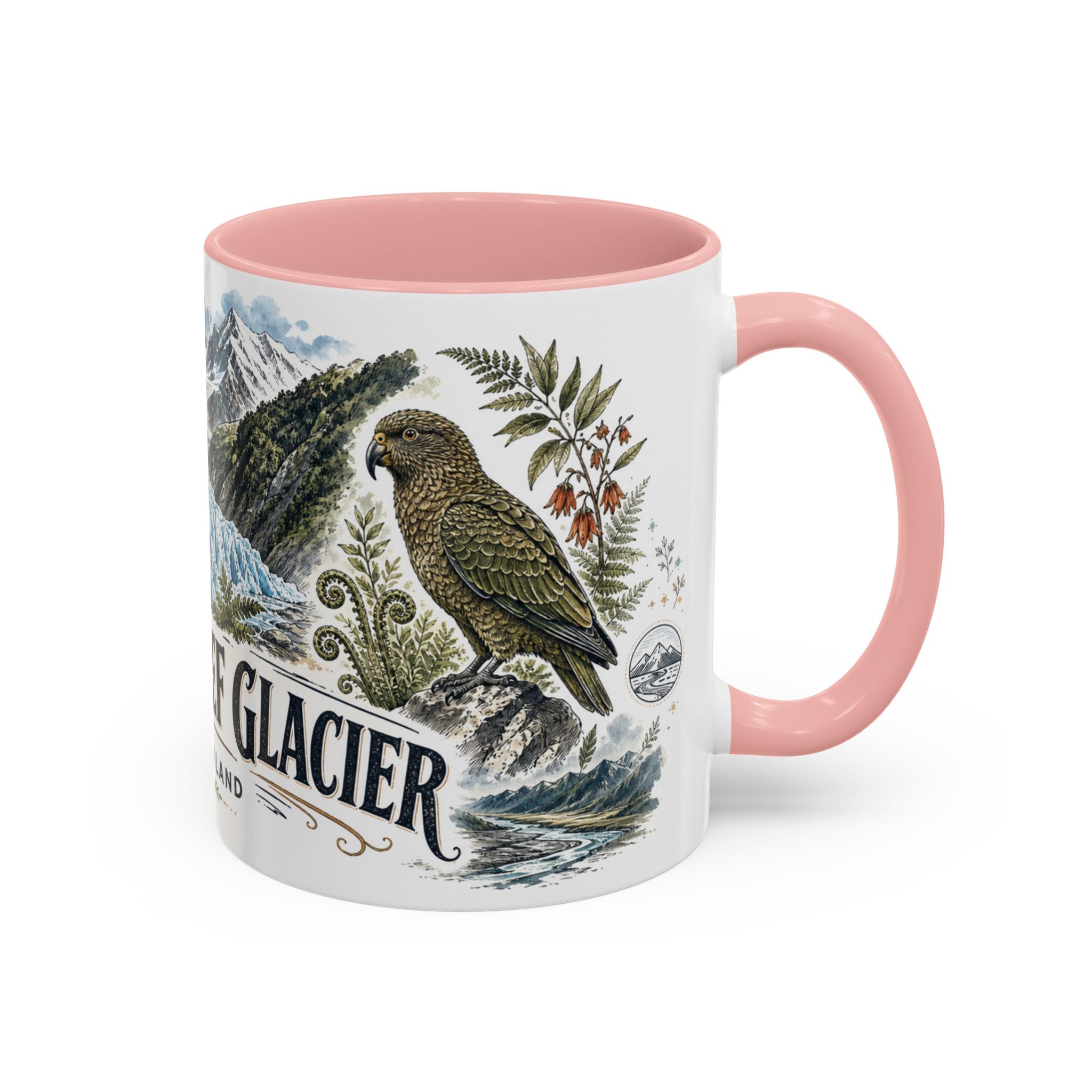 Franz Josef Glacier Mug, New Zealand Travel Souvenir, Bucket List Gift, Accent Ceramic Coffee Mug 11oz 15oz