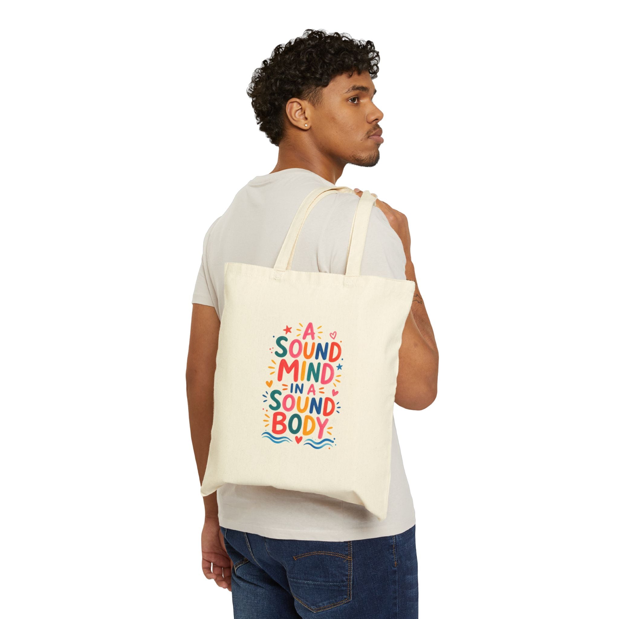 A Sound Mind In A Sound Body Tote Bag | Ancient Wisdom Quote Canvas Bag | Colorful Philosophy Gift