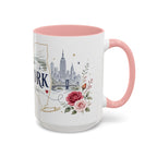 New York State Map Mug | Botanical Rose Accents, Long Distance Friendship Gift
