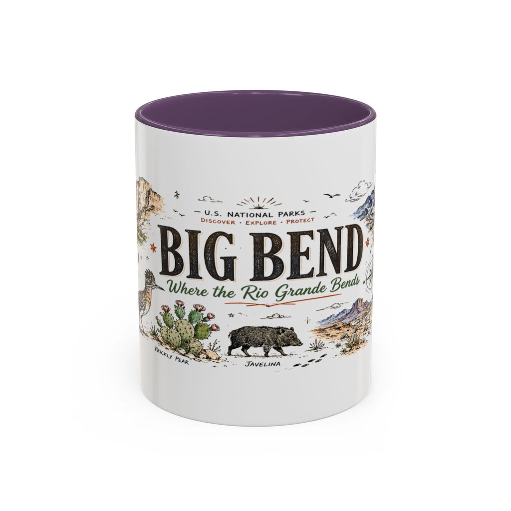 Big Bend National Park Coffee Mug | Texas Desert River Canyon Hiking Gift | Accent Color Ceramic 11oz 15oz