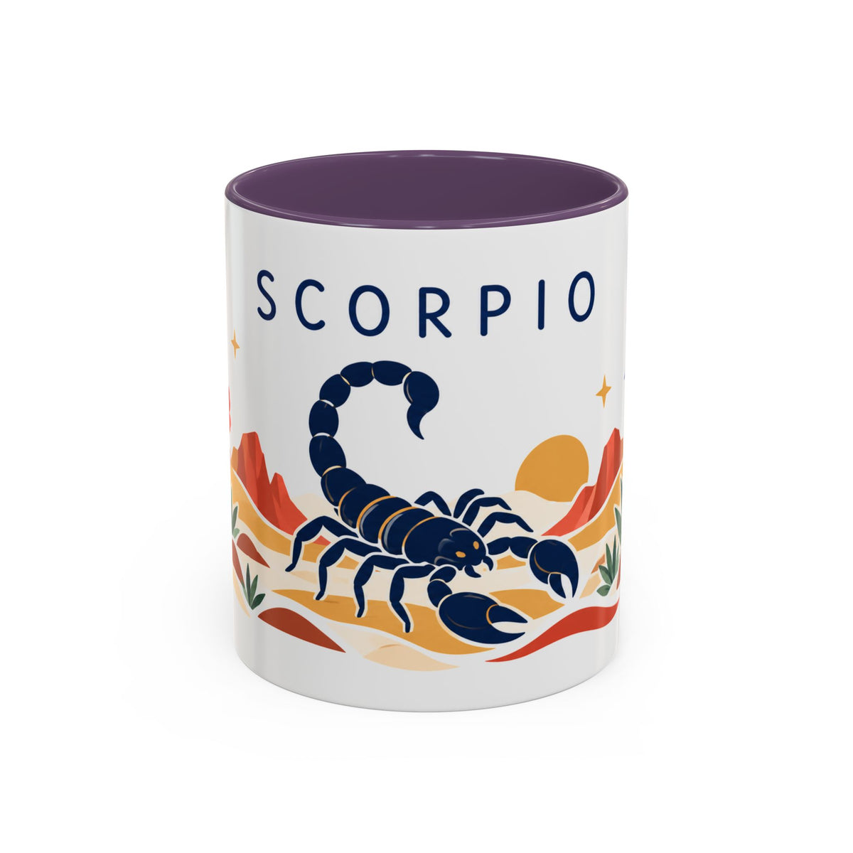 Scorpio Zodiac Coffee Mug | Scorpion and Desert Design | Astrology Birthday Gift | 11 oz 15 oz Ceramic Accent Mug