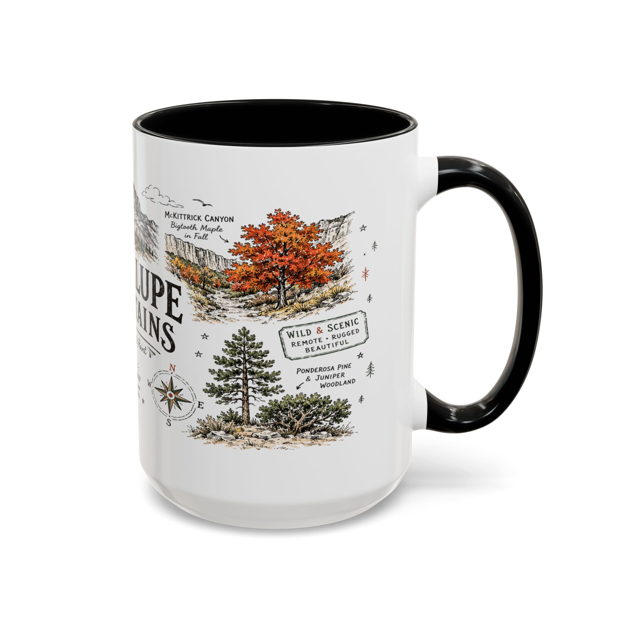 Guadalupe Mountains National Park Coffee Mug | Texas Desert Peaks Hiking Gift | Accent Color Ceramic 11oz 15oz