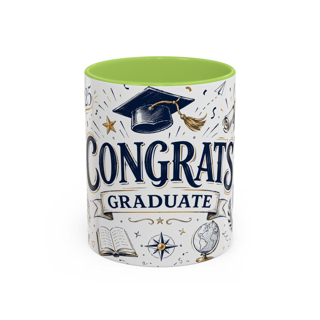 Congrats Graduate Coffee Mug | Class of 2026 Graduation Gift | Accent Color Ceramic 11oz 15oz