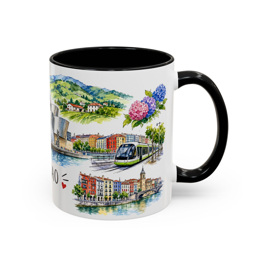 Bilbao Illustrated Travel Mug | City Souvenir Accent Coffee Mug | 11oz 15oz Ceramic Cup