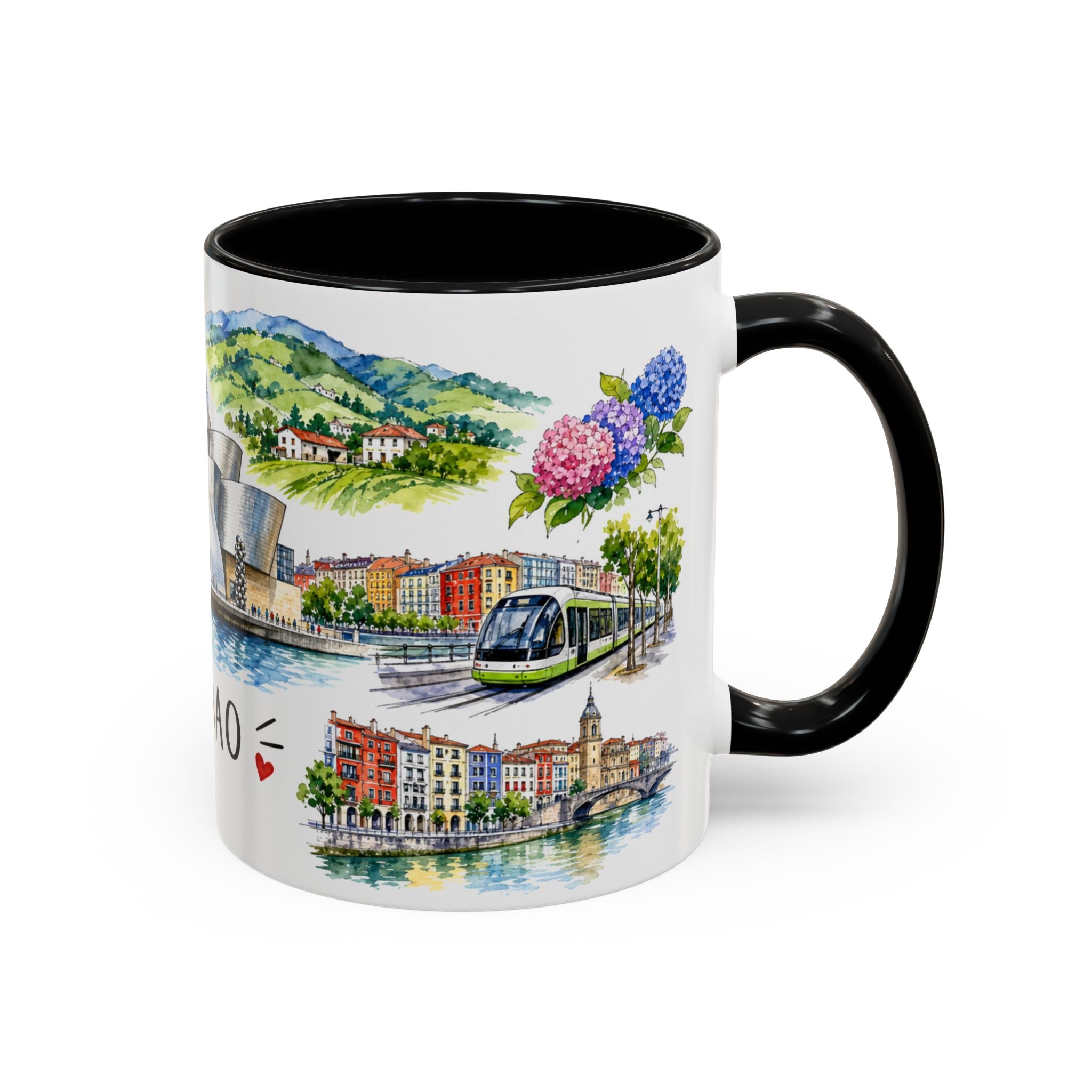 Bilbao Illustrated Travel Mug | City Souvenir Accent Coffee Mug | 11oz 15oz Ceramic Cup