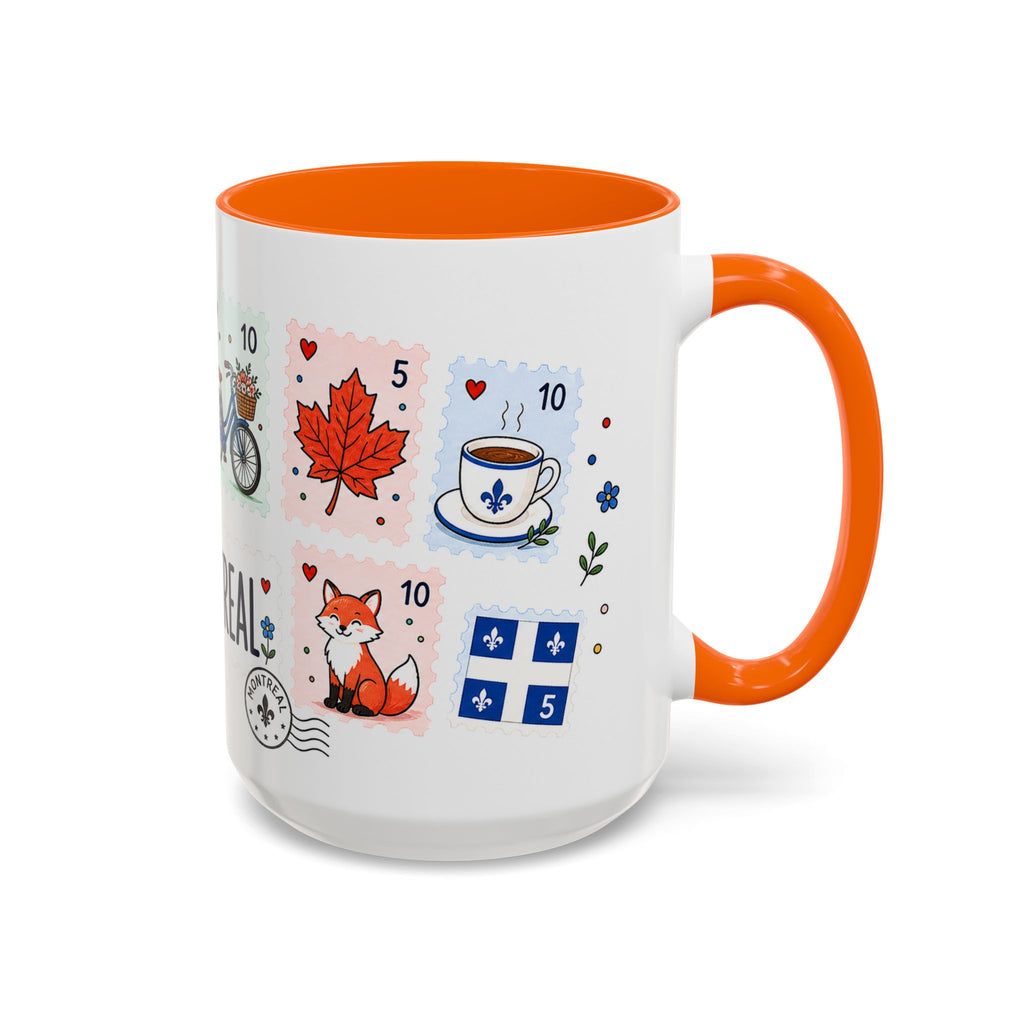 Montreal Coffee Mug | Postage Stamp Collage Mug | Travel Souvenir Accent Cup 11oz 15oz