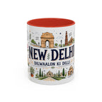 New Delhi Coffee Mug | India Souvenir Travel Gift | Accent Color Ceramic 11oz 15oz