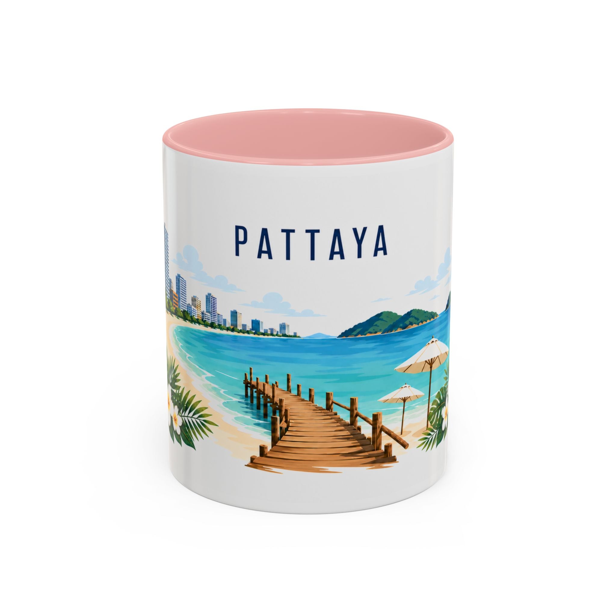 Pattaya Coffee Mug | Thailand Travel Souvenir | Porcelain Decal City Gift | 11oz 15oz Accent Mug