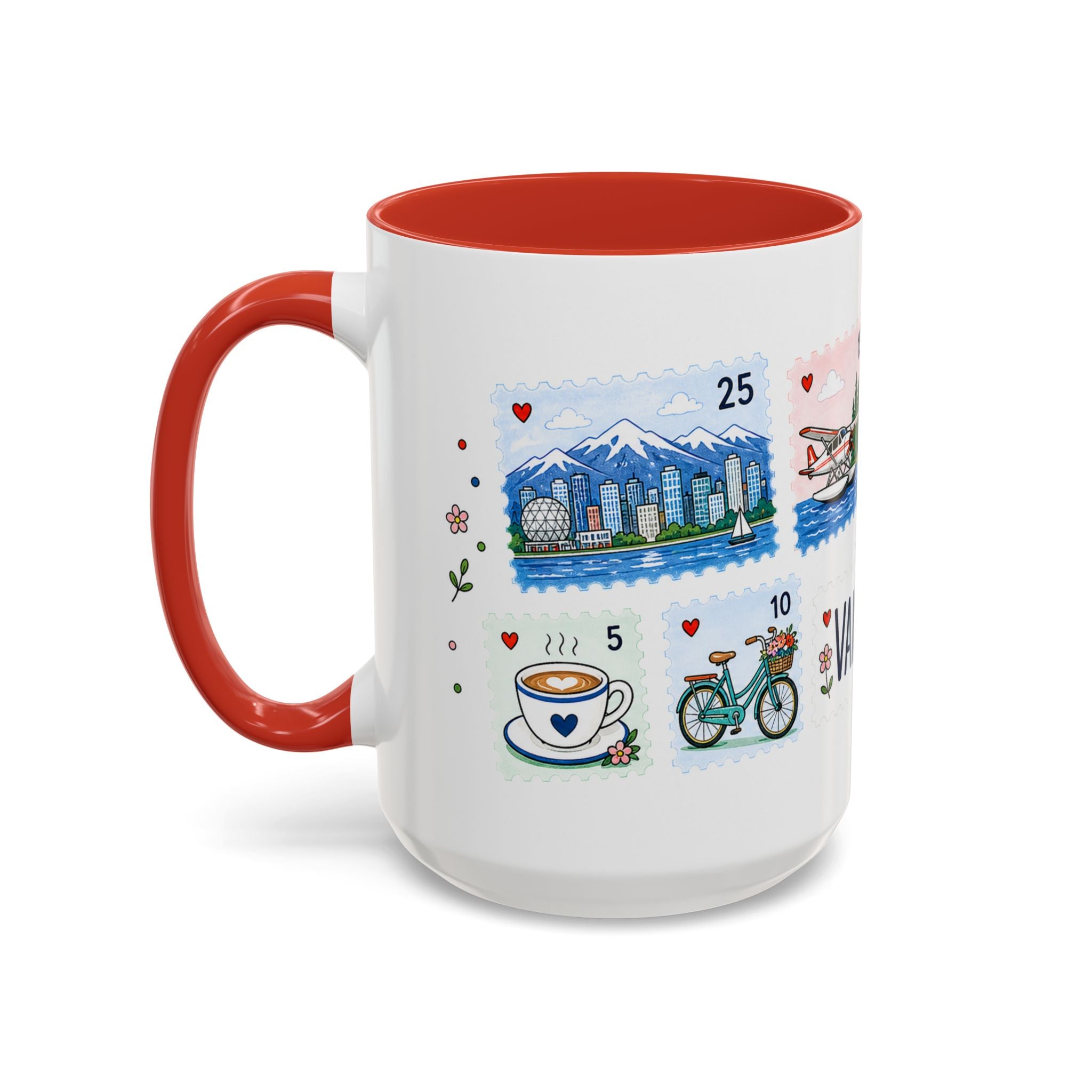 Vancouver Coffee Mug | Postage Stamp Collage Mug | Travel Souvenir Accent Cup 11oz 15oz