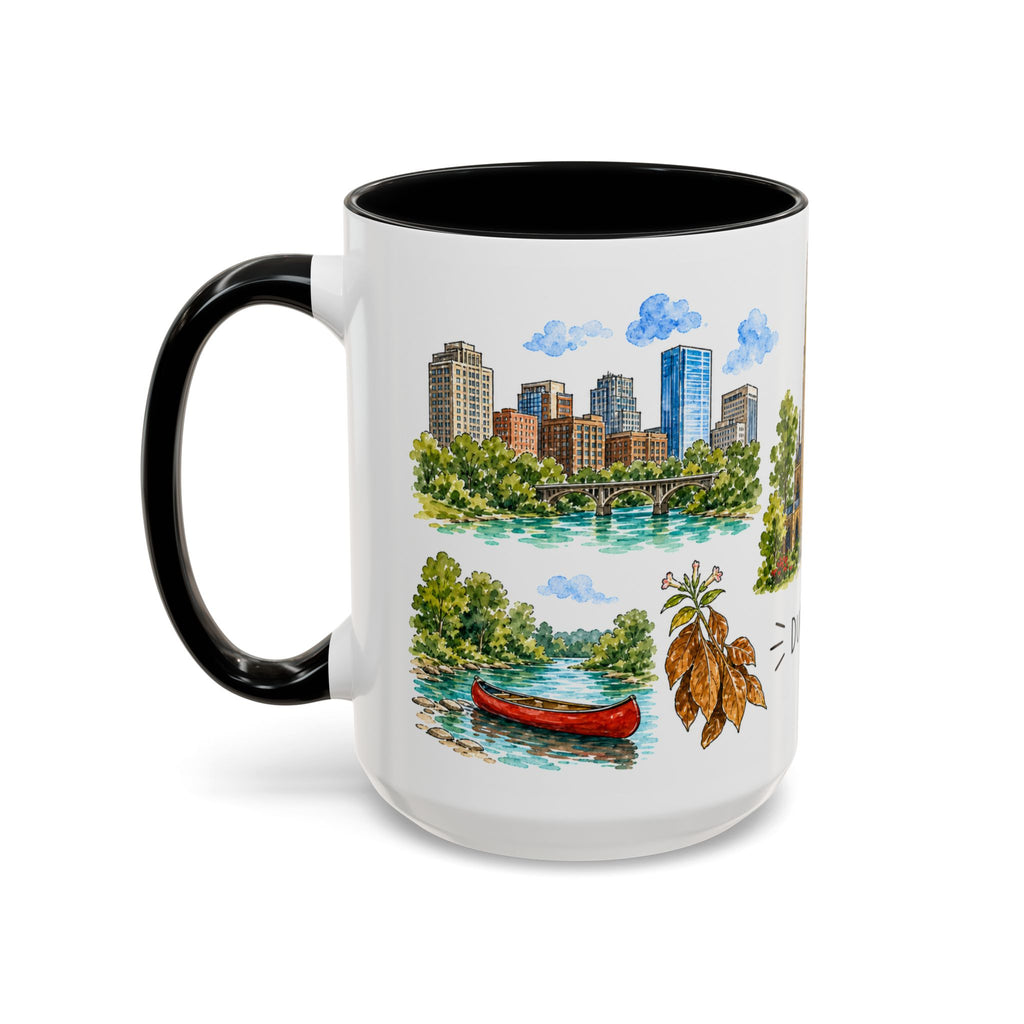 Durham Illustrated Travel Mug | City Souvenir Accent Coffee Mug | 11oz 15oz Ceramic Cup