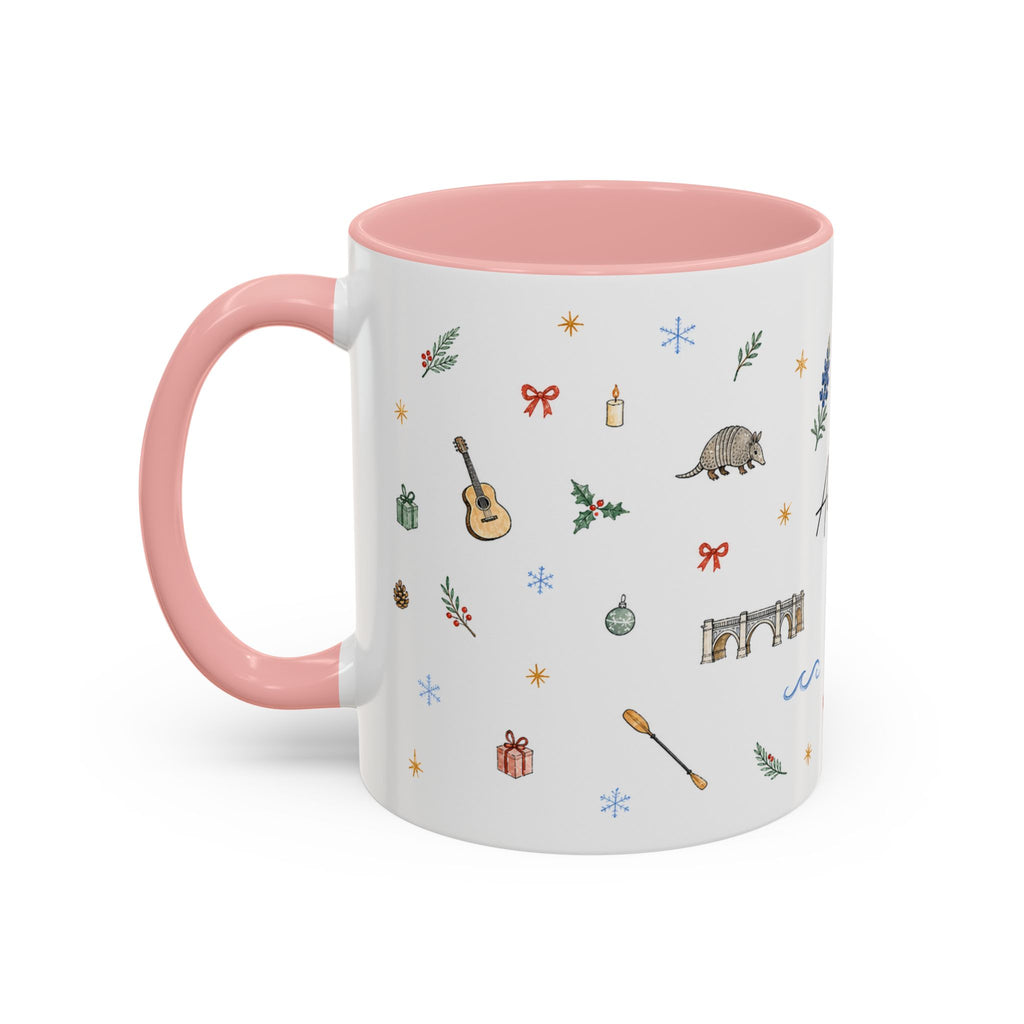Austin Christmas Mug | Watercolor Travel Souvenir | Holiday Gift | Accent Ceramic Coffee Cup 11oz 15oz