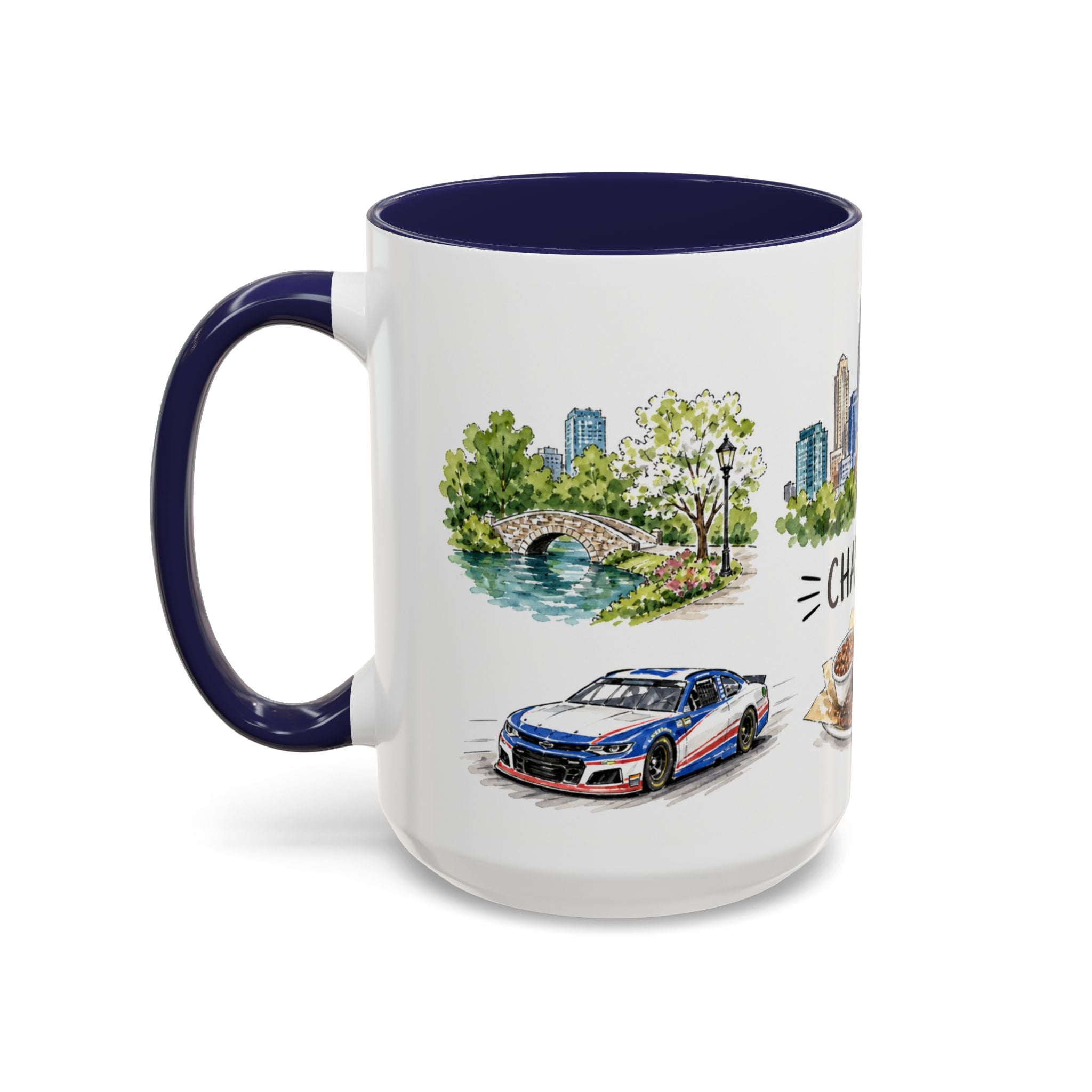 Charlotte Illustrated Travel Mug | City Souvenir Accent Coffee Mug | 11oz 15oz Ceramic Cup