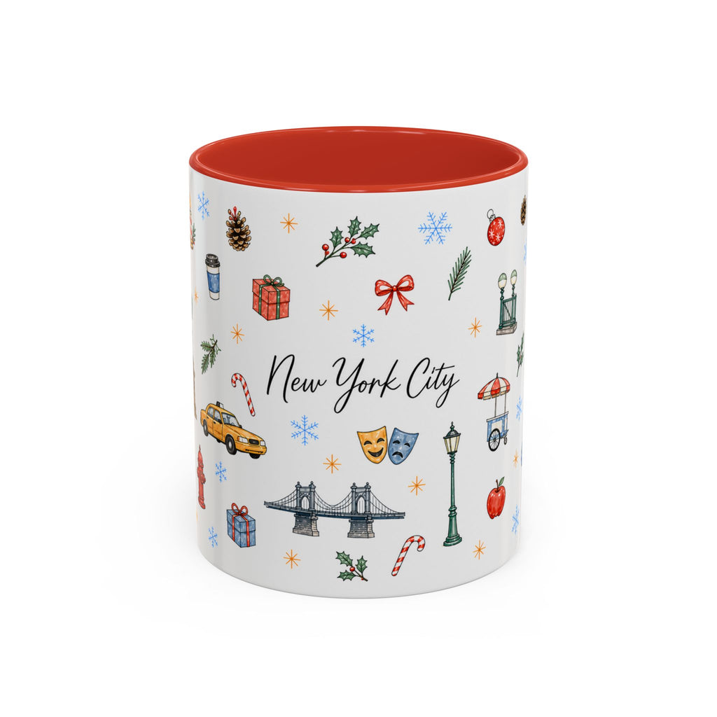 New York City Christmas Mug | Watercolor City Souvenir | Ceramic Coffee Cup
