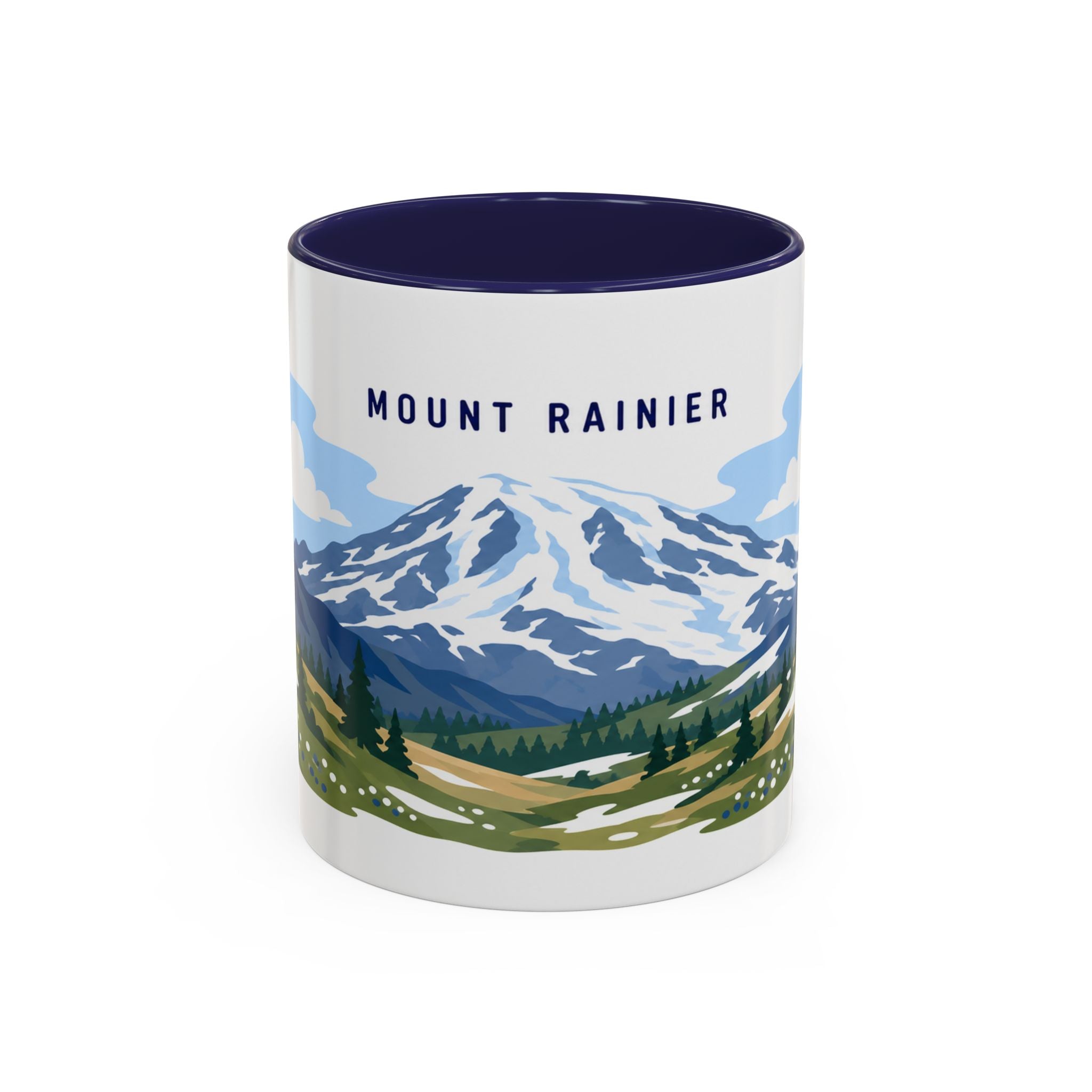 Mount Rainier National Park Coffee Mug | Solid Color Block Park Souvenir | 11oz 15oz Accent Mug