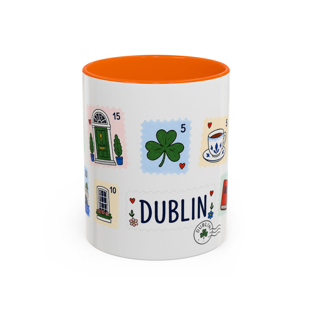Dublin Coffee Mug | Postage Stamp Collage Mug | Travel Souvenir Accent Cup 11oz 15oz