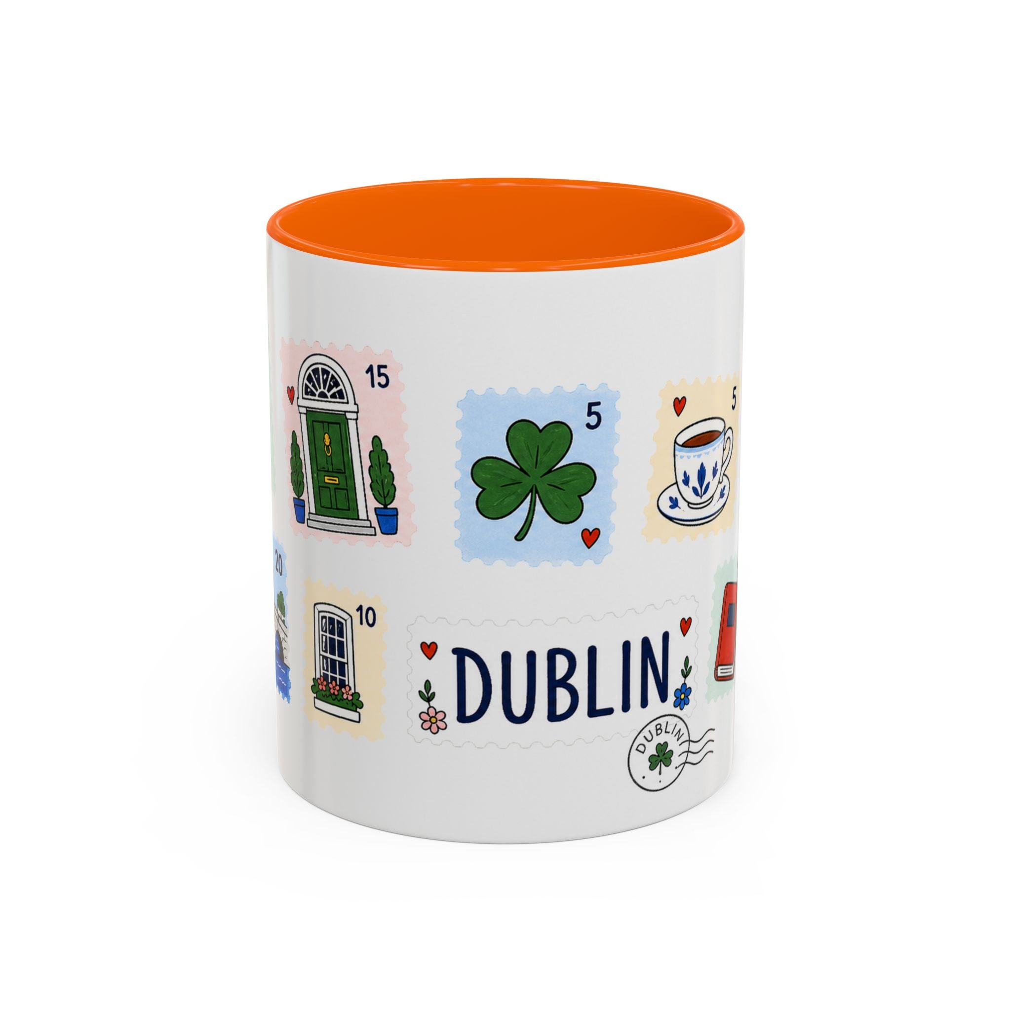 Dublin Coffee Mug | Postage Stamp Collage Mug | Travel Souvenir Accent Cup 11oz 15oz