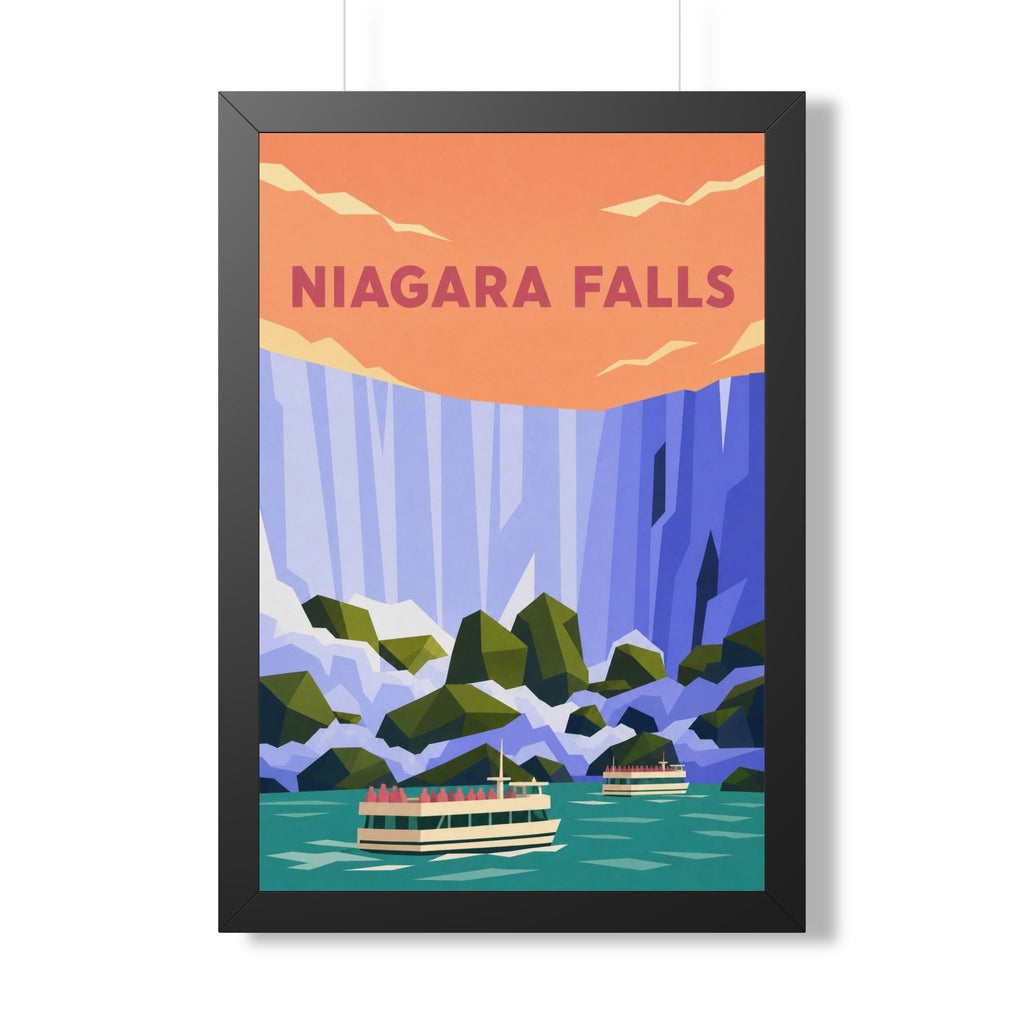 Niagara Falls Canada Framed Poster | Vintage Travel Wall Art | Black Walnut White Frame | 16x24 20x30