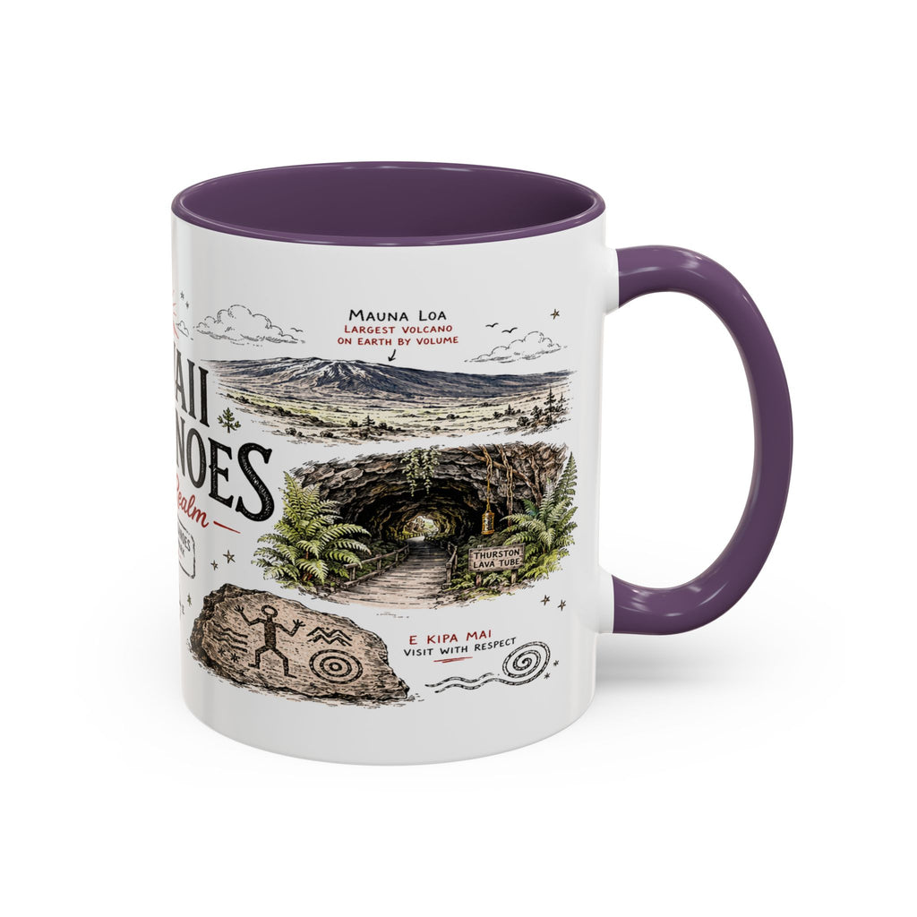 Hawaii Volcanoes National Park Coffee Mug | Hawaii Big Island Lava Volcano Gift | Accent Color Ceramic 11oz 15oz