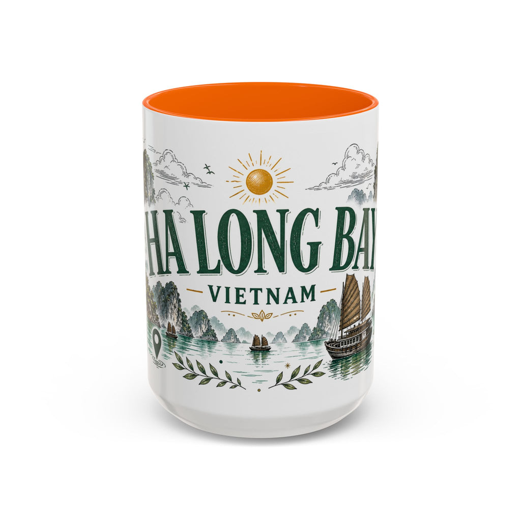 Ha Long Bay Coffee Mug | Travel Destination Souvenir Gift | Accent Color Ceramic 11oz 15oz