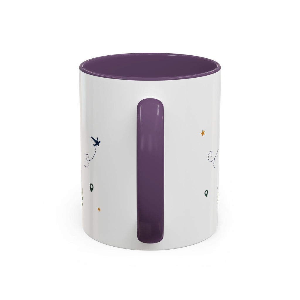 Retirement Plan Coffee And Adventures Mug | Travel Retirement Gift | Accent Color Ceramic 11oz 15oz