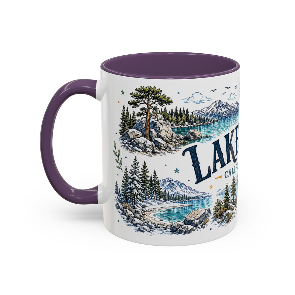 Lake Tahoe Mug, California Nevada Travel Souvenir, Bucket List Gift, Accent Ceramic Coffee Mug 11oz 15oz