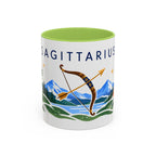 Sagittarius Zodiac Coffee Mug | Bow and Arrow Design | Astrology Birthday Gift | 11 oz 15 oz Ceramic Accent Mug