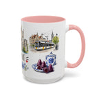 Ghent Illustrated Travel Mug | City Souvenir Accent Coffee Mug | 11oz 15oz Ceramic Cup